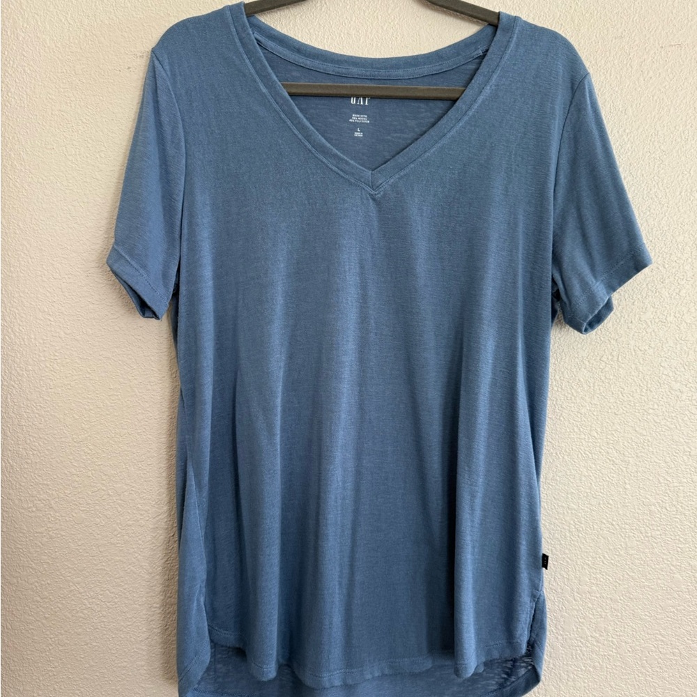 Blue V-Neck Women's Top